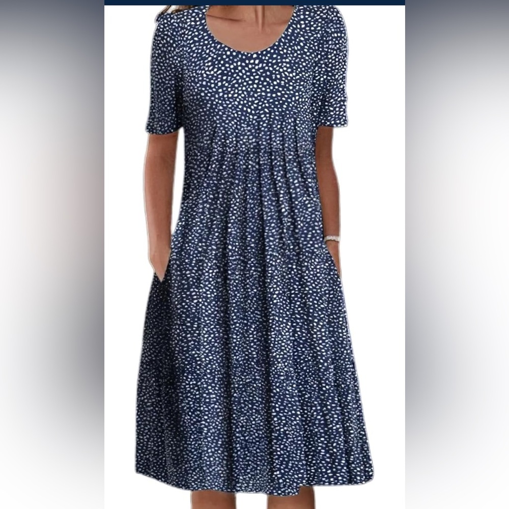 Women's Boho Floral Print Short Sleeve T Shirt Dress Summer Tshirt Midi Dresses
